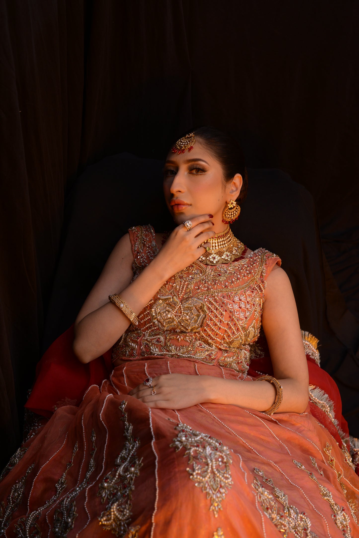 Peach lehnga