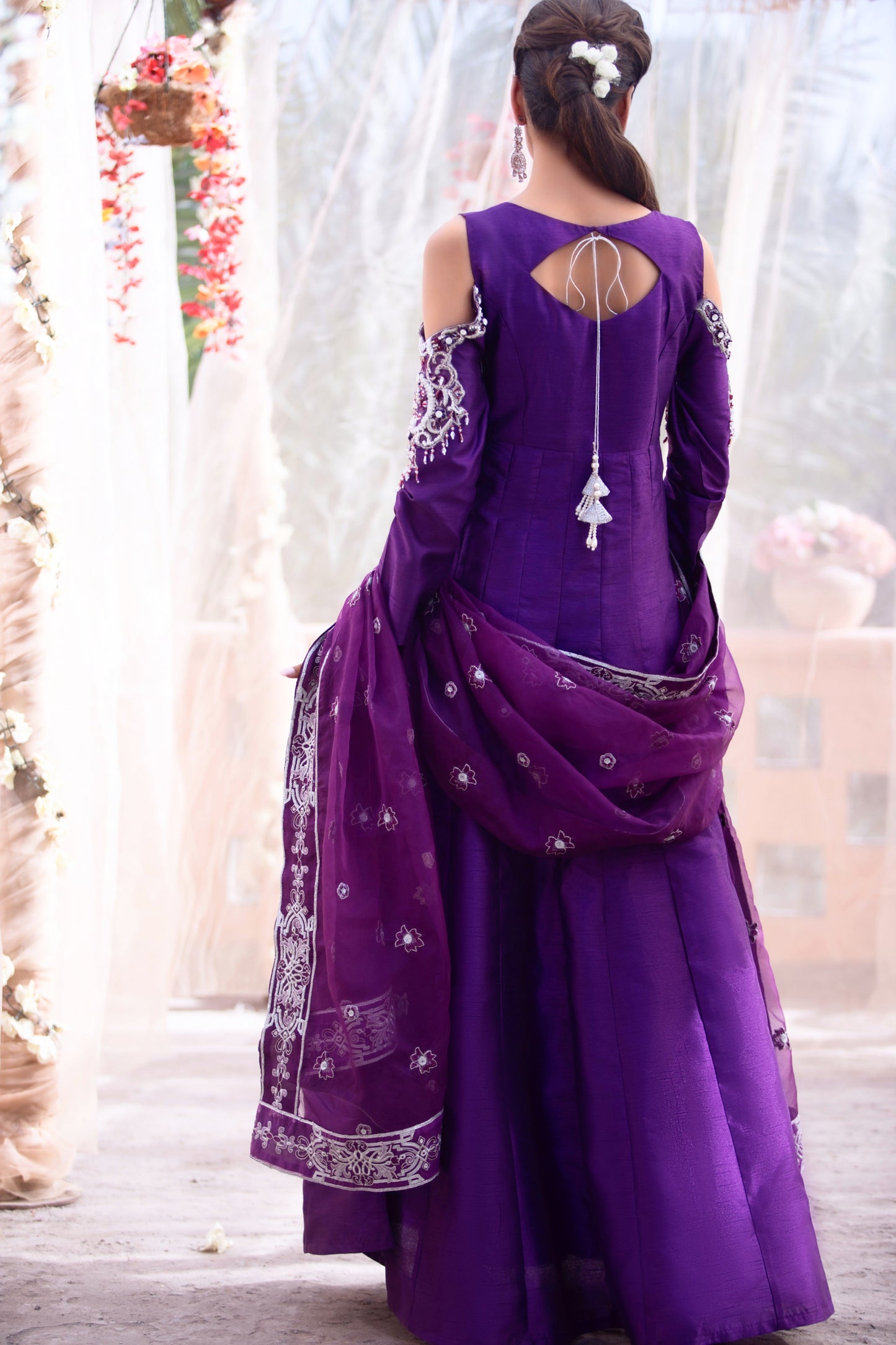 Purple raw silk womens pret for weddings