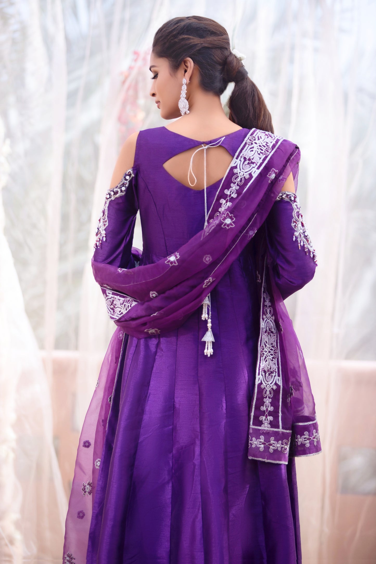 Purple raw silk womens pret for weddings